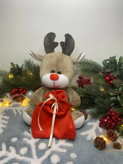 Мягкая игрушка рождественский олень с мешком